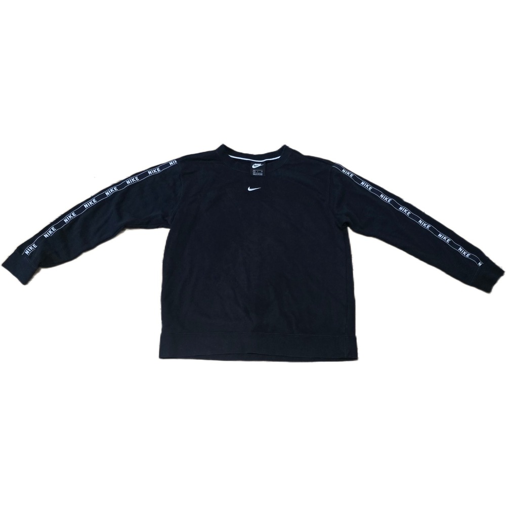 Nike‎ Sportswear Crewneck Sweatshirt Black Taped Sleeve Swoosh Mens S